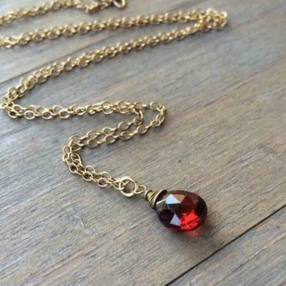 Natural Garnet Briolette Pendant - Picture 2 of 3